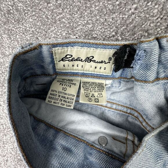 Eddie Bauer Jeans Womens 10 Petite Relaxed Straight Distressed Light Blue Denim - Picture 6 of 9